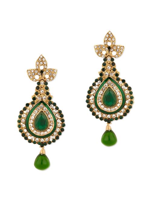 Amazing Green stone embedded party earrings - 917280 - Very Small Image - 1