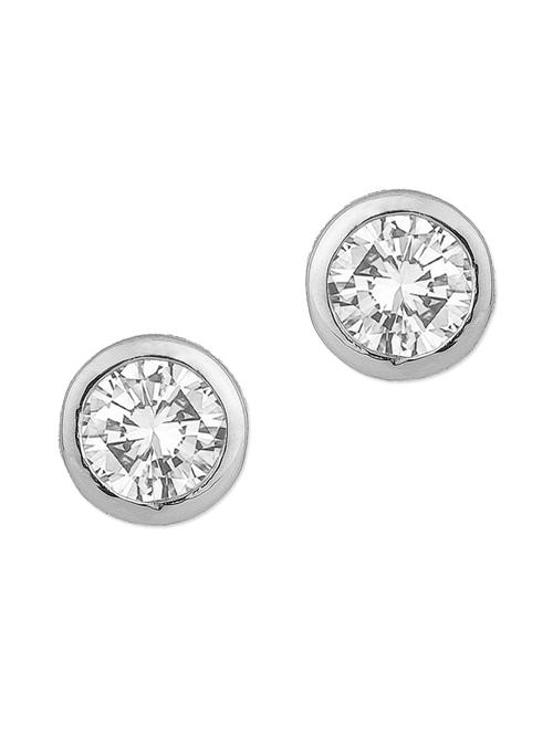 Sterling Silver Stud Earrings with Crystal - 917858 - Very Small Image - 1