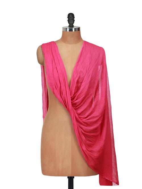 Bright Pink Chiffon Dupatta - 920127 - Very Small Image - 1