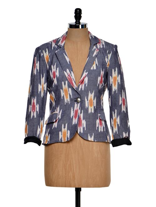 elegant ikat fabric blazer. - 920502 - Very Small Image - 1