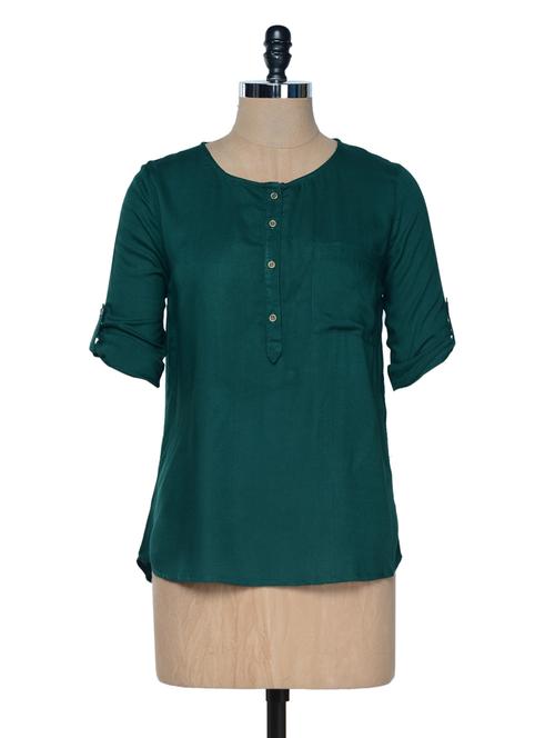 green viscose solid kurti - 922198 - Very Small Image - 1