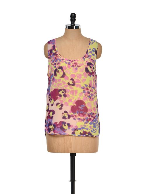 Printed Multi-coloured Sleeveless Top - 922875 - Very Small Image - 1