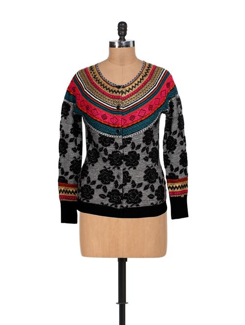 floral jacquard sweater - 929586 - Very Small Image - 1