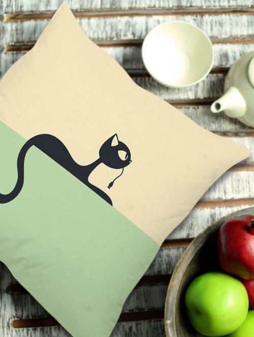 cute cat art cushion cover - 930134 - Very Small Image - 1