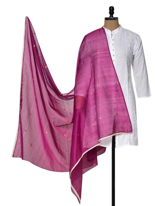 deep purple chanderi silk dupatta - 931617 - Very Small Image - 1