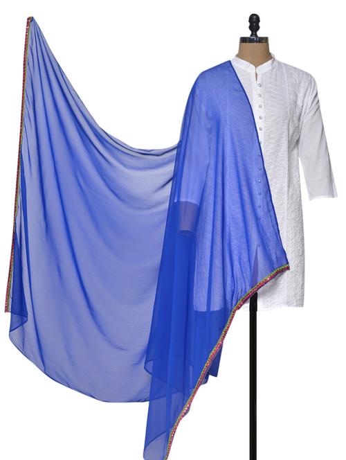bright royal blue dupatta - 931629 - Very Small Image - 1
