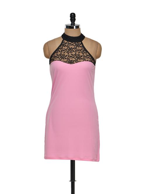 pink halter dress with mesh inserts - 933090 - Very Small Image - 1