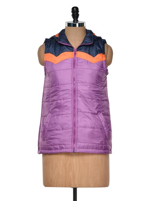 Lavender Sleeveless Bomber Jacket - 934072 - Very Small Image - 1