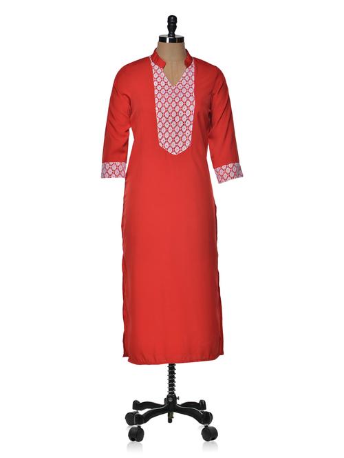 red lace long kurta - 934575 - Very Small Image - 1