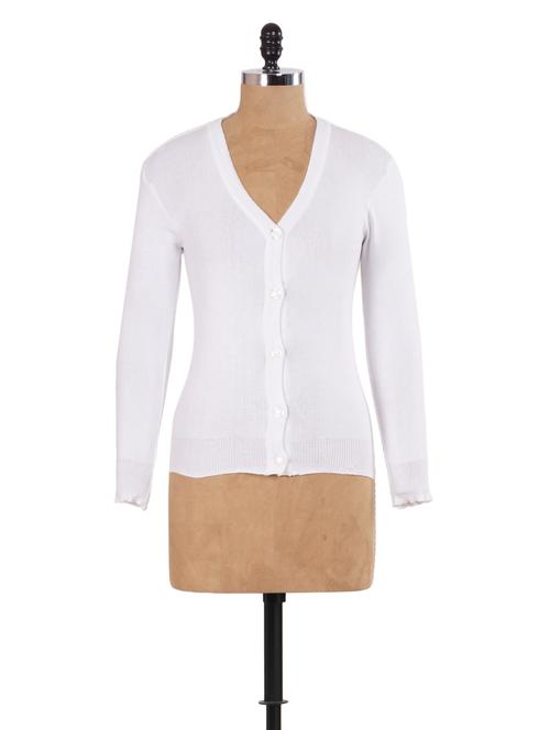solid white knitted cardigan - 937208 - Very Small Image - 1