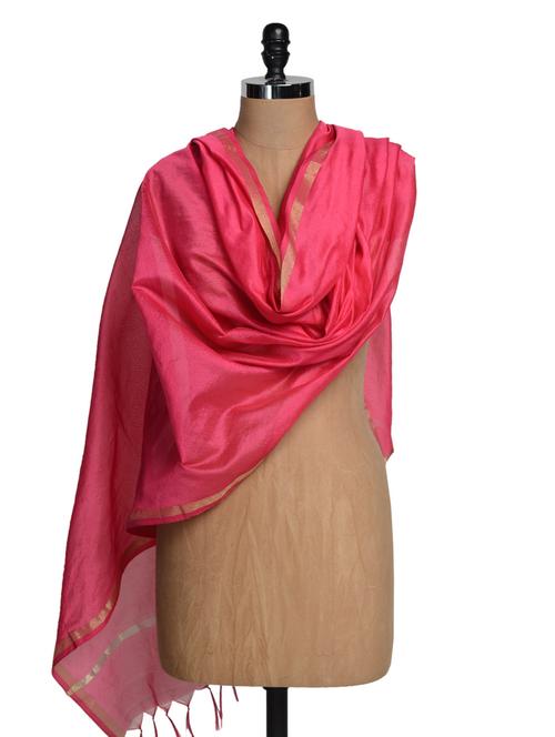 Solid pink dupatta - 937546 - Very Small Image - 1