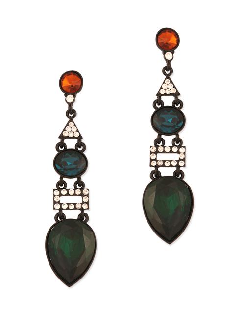 multi-coloured embellished dangler earrings - 937820 - Very Small Image - 1