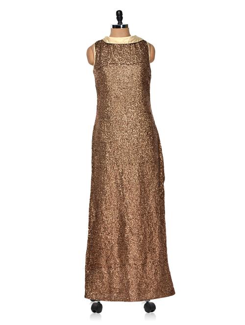 brown sequined evening gown - 937927 - Very Small Image - 1