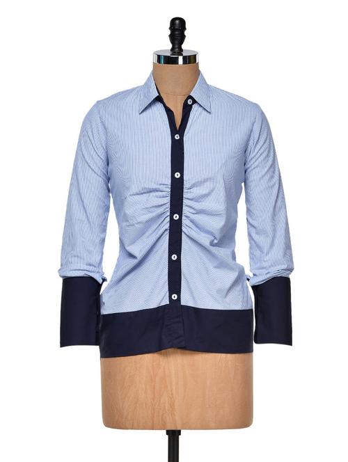 blue striped shirt with contrast cuffs - 940259 - Very Small Image - 1