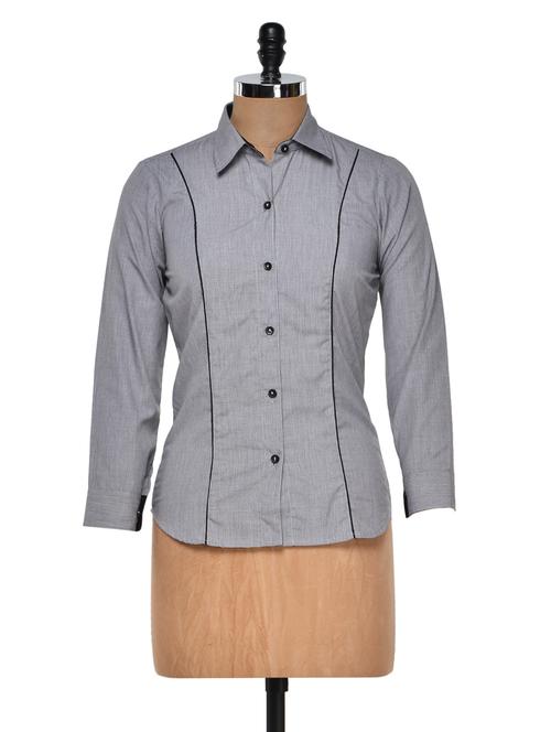 grey classic shirt with black piping - 940270 - Very Small Image - 1