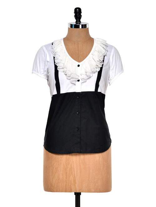 color block frill detail shirt - 940273 - Very Small Image - 1