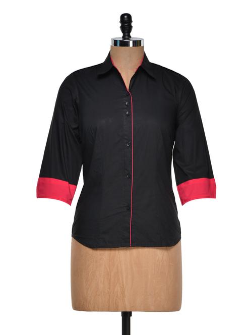 classic black shirt with contrast cuffs - 940276 - Very Small Image - 1