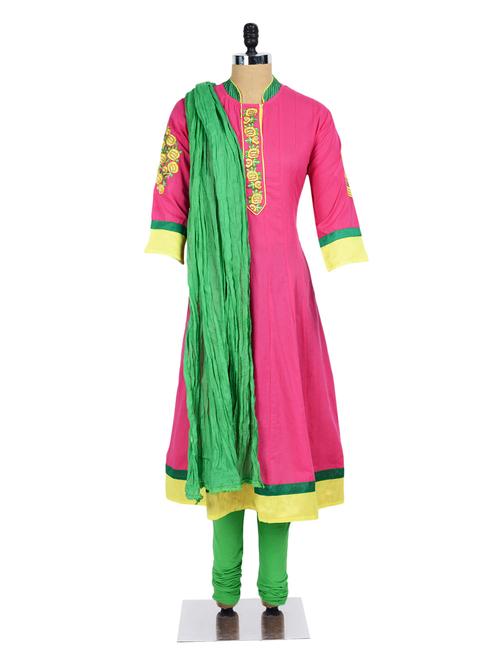 bright pink flared readymade suit set - 941750 - Very Small Image - 1