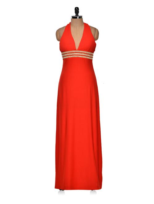 red halter neck gown - 942586 - Very Small Image - 1