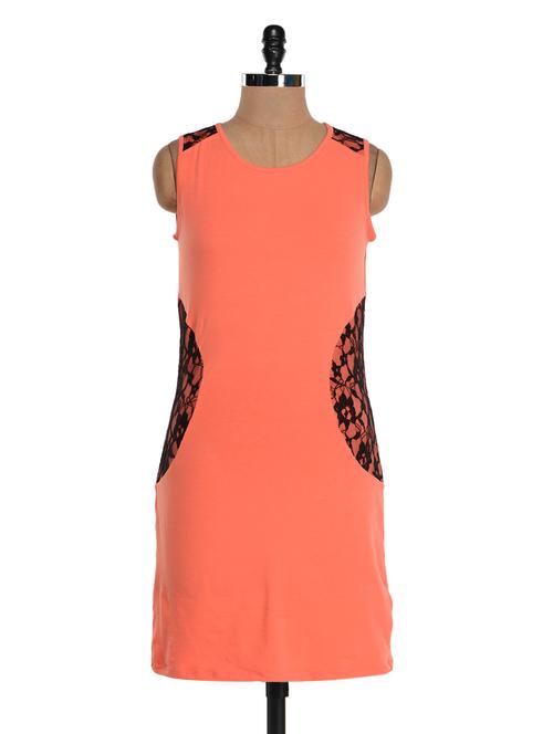 peach round neck dress - 943303 - Very Small Image - 1