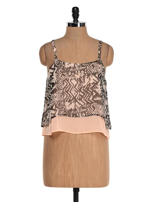 peach and black layered crop top - 943341 - Very Small Image - 1