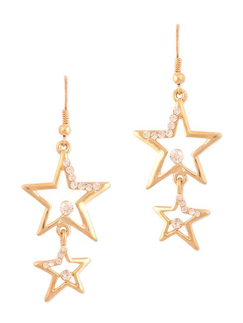 gold 2-star studded danglers - 946788 - Very Small Image - 1