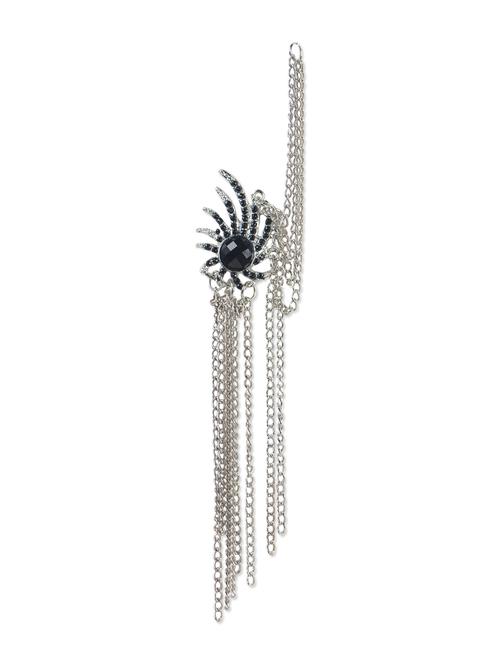 silver and black tassel long chain earcuff (single) - 947483 - Very Small Image - 1