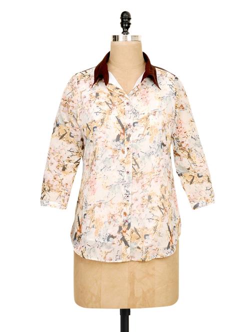 white high-low printed shirt - 949027 - Very Small Image - 1