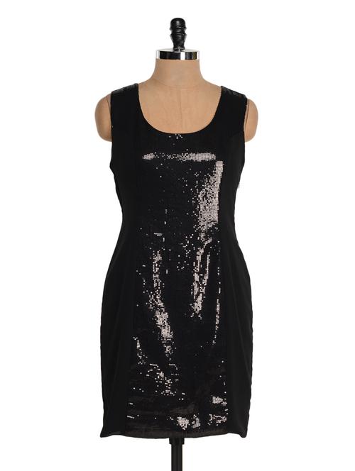black cut and sew sequined panel dress - 949390 - Very Small Image - 1