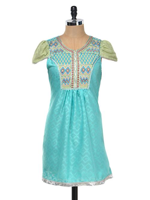 Blue short sleeved kurti - 951447 - Very Small Image - 1
