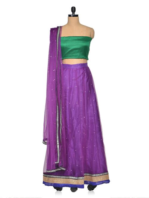 purple net embellished designer party wear lehanga - 952752 - Very Small Image - 1