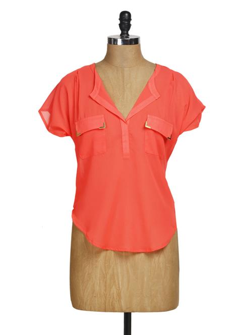 bright coral casual top - 952911 - Very Small Image - 1