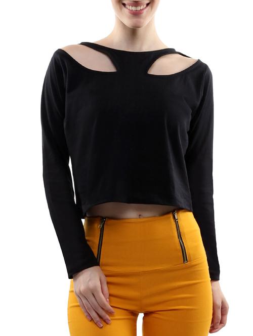 cutout neck long sleeved top - 953061 - Very Small Image - 1