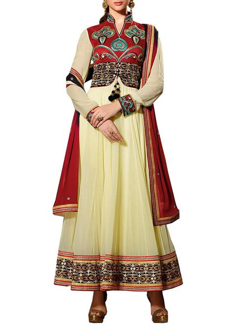 vibrant dull white georgette salwar kameez - 953961 - Very Small Image - 1