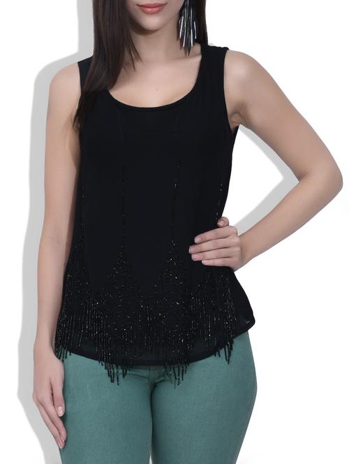 solid black sequined sleeveless camisole top - 9543419 - Very Small Image - 1