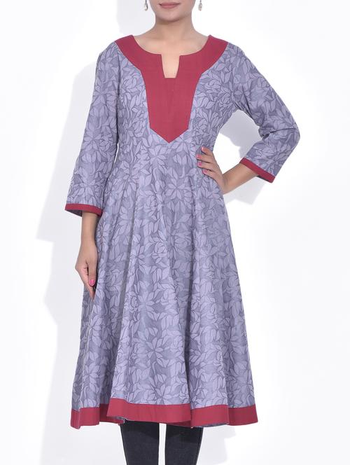 purple cotton anarkali kurta - 9544878 - Very Small Image - 1