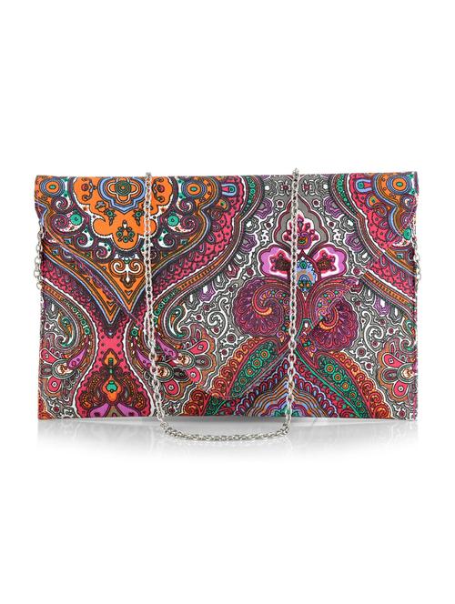 multicoloured printed faux leather envelope clutch - 9545308 - Very Small Image - 1