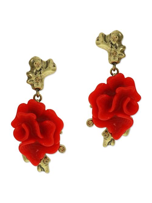 red and gold metallic floral earrings - 9545397 - Very Small Image - 1
