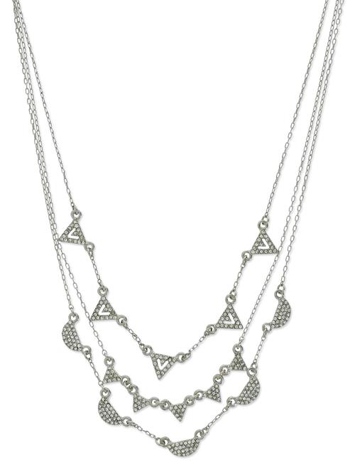 silver embellished metallic layered necklace - 9545402 - Very Small Image - 1