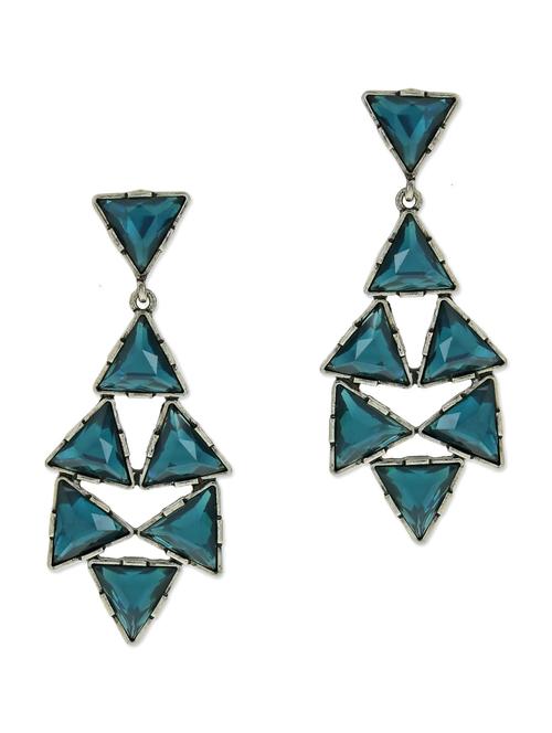 blue triangular embellished dangler earrings - 9545438 - Very Small Image - 1