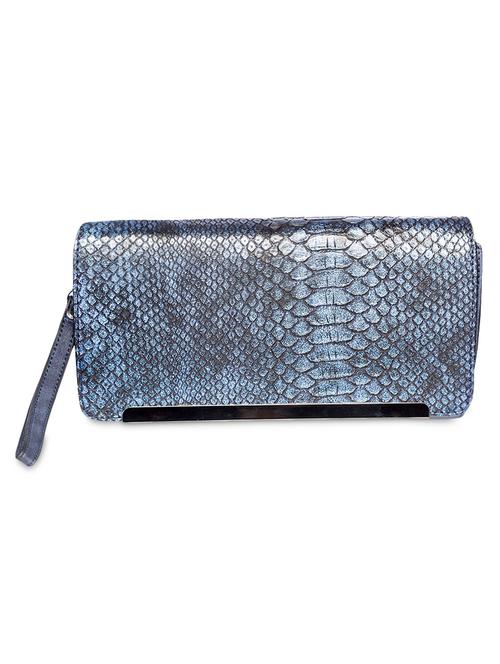 blue textured leatherette clutch - 9545949 - Very Small Image - 1