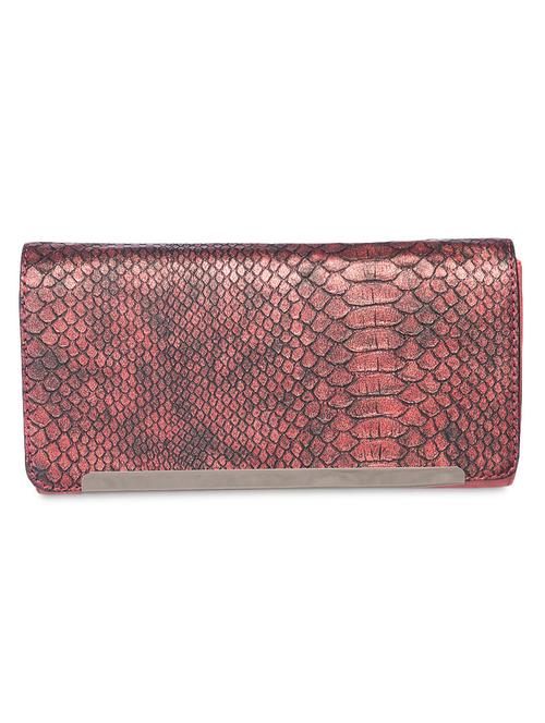maroon printed leatherette clutch - 9545950 - Very Small Image - 1