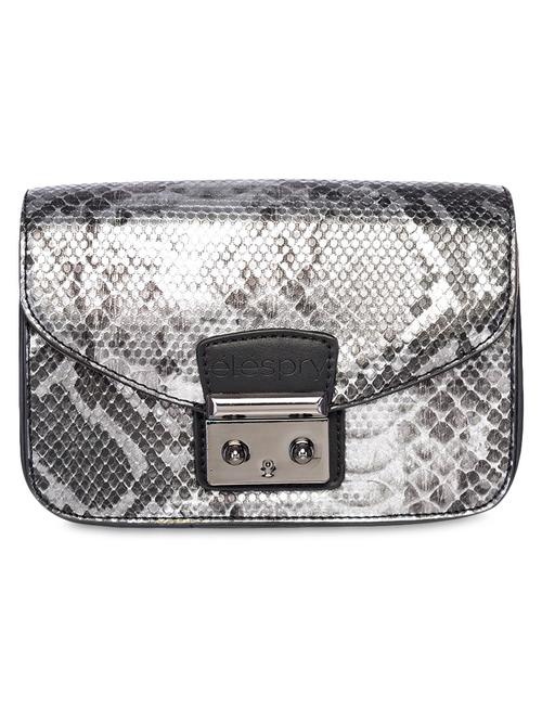 grey textured and printed leatherette sling bag - 9545952 - Very Small Image - 1