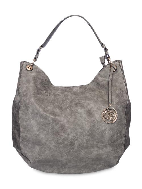grey distressed leatherette hobo bag - 9545970 - Very Small Image - 1
