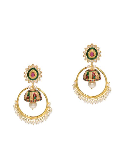 gold metallic embellished pearl earrings - 9546144 - Very Small Image - 1