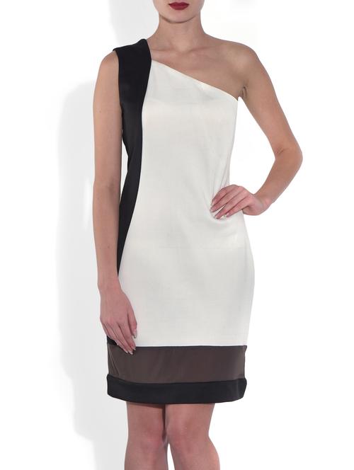 white lycra one shoulder dress - 9546709 - Very Small Image - 1