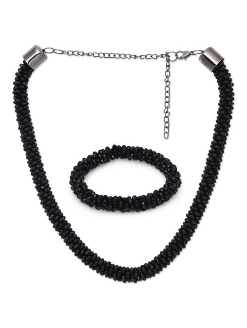 black beaded necklace and bracelet set - 9546823 - Very Small Image - 1