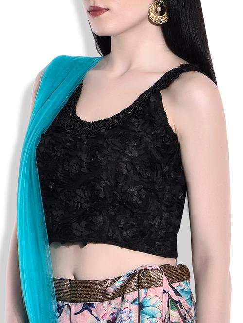 solid black sleeveless floral blouse - 9547670 - Very Small Image - 1