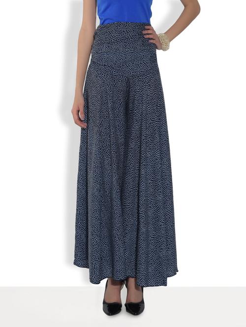 blue polyester printed palazzo - 9553170 - Very Small Image - 1