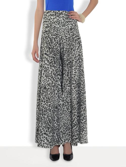 black polyester printed palazzo - 9553175 - Very Small Image - 1